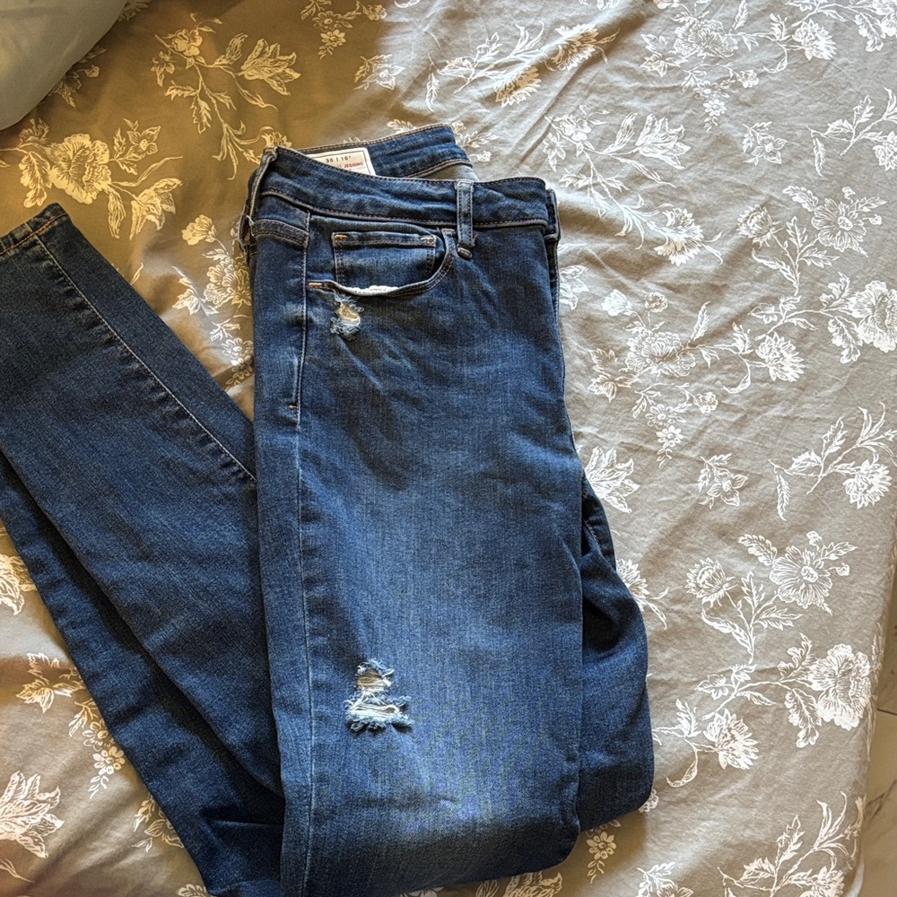 GAP High Rise Dark Blue Distressed Jeans